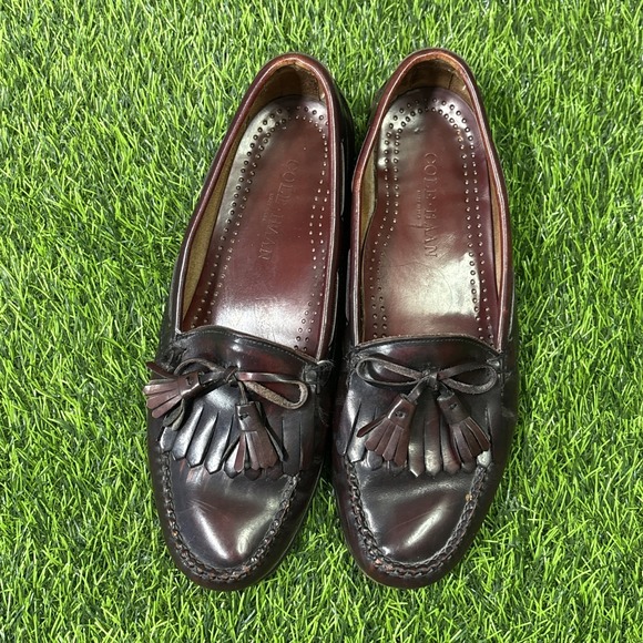 Cole Haan Loafers Men\'s 10.5 D Pinch Tassel Burgundy  Leather EUC main image 5